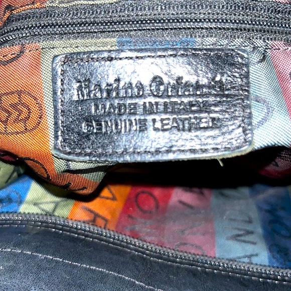 Sold Jenn EUC Authentic Rare Marino Orlandi Leather Logo Designer Handbag 14X16 - Picture 6 of 6